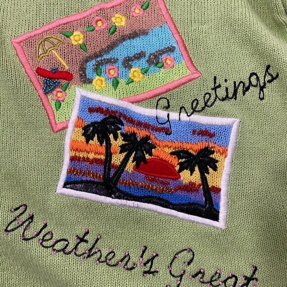 Berek paradise embroidered beaded patchwork cardigan sweater L cottage coastal - Picture 6 of 15